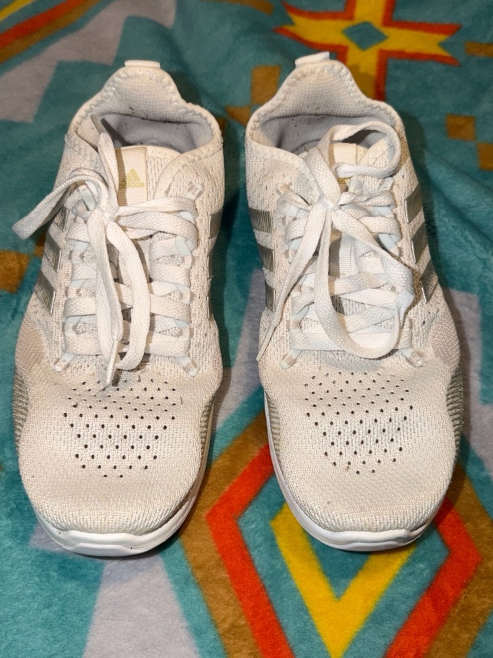 adidas Women’s Cream/White Knit Athletic Sneakers